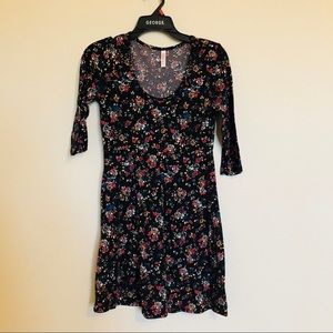 Black floral cotton dress